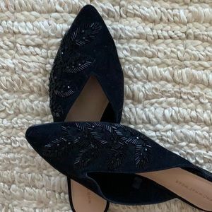 WHO WHAT WEAR Black Sequin Mule Pointed Toe Sz 10